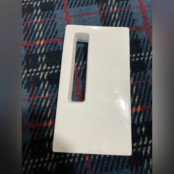 Vintage rectangular White Ceramic Vase Modern - Picture 6 of 11